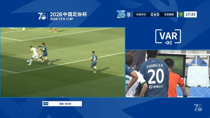 張玉寧造點被VAR取消 國安客場0-0暫平大連可為