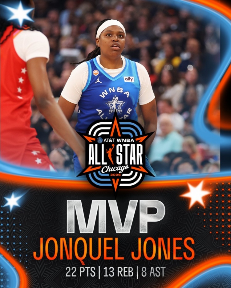22+13+8，瓊奎爾·瓊斯榮膺WNBA全明星賽MVP